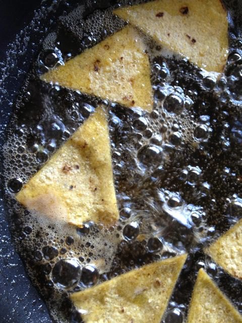 Frying chips in coconut oil for real food nachos - Holistic Squid