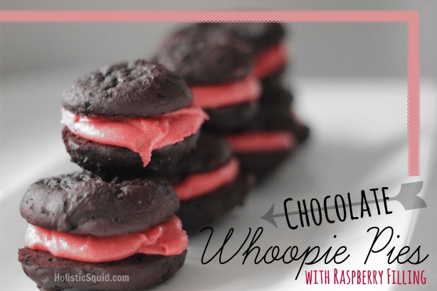 Chocolate Whoopie Pies with Raspberry Buttercream Filling - Holistic Squid